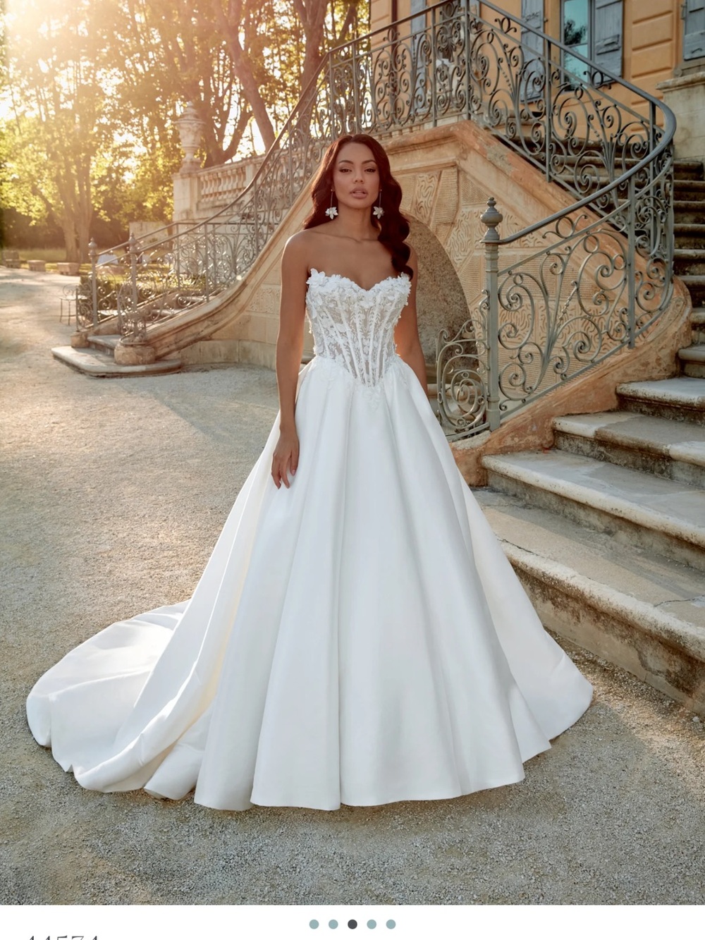 Strapless White Bridal Ball Gown with Lace Corset